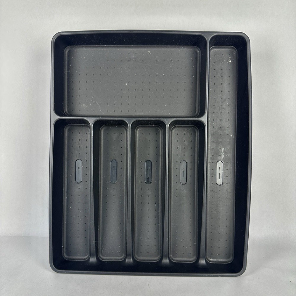 Madesmart® Gray/Black Drawer Organizer Kitchen Silverware 15.8" x 12.8"x 1.8"